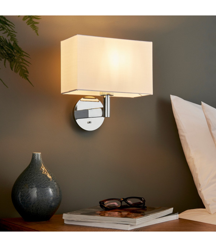 Owen Wall Chrome Effect Plate 1 Light Dimmable IP20 - E27 (Shade Sold Separately)-4