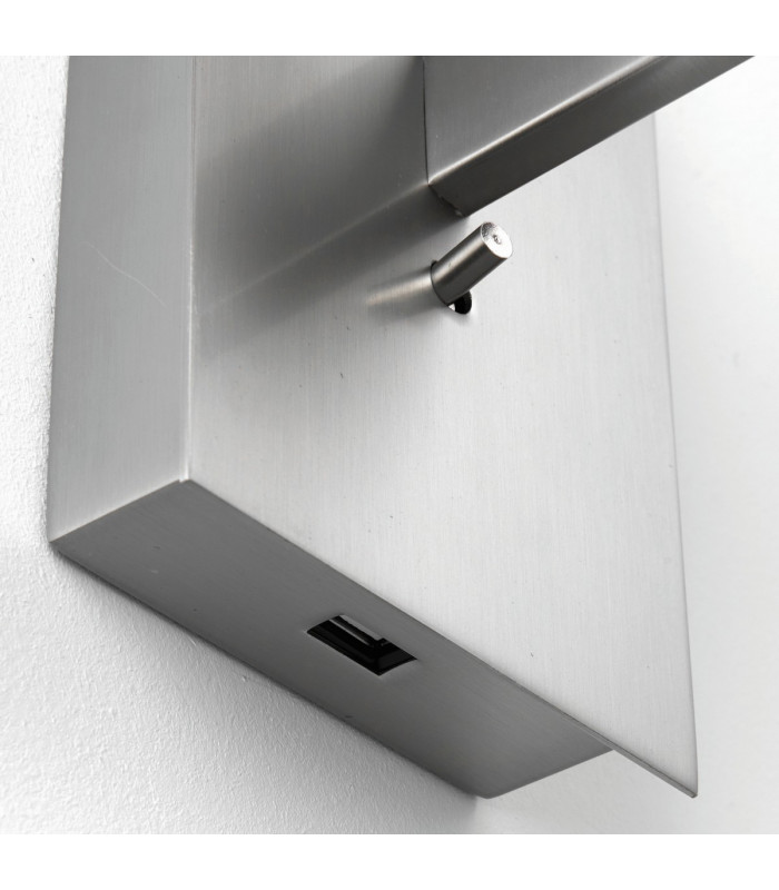 Owen Usb Wall Matt Nickel Plate 1 Light IP20 - E27 (Shade Sold Separately)-3