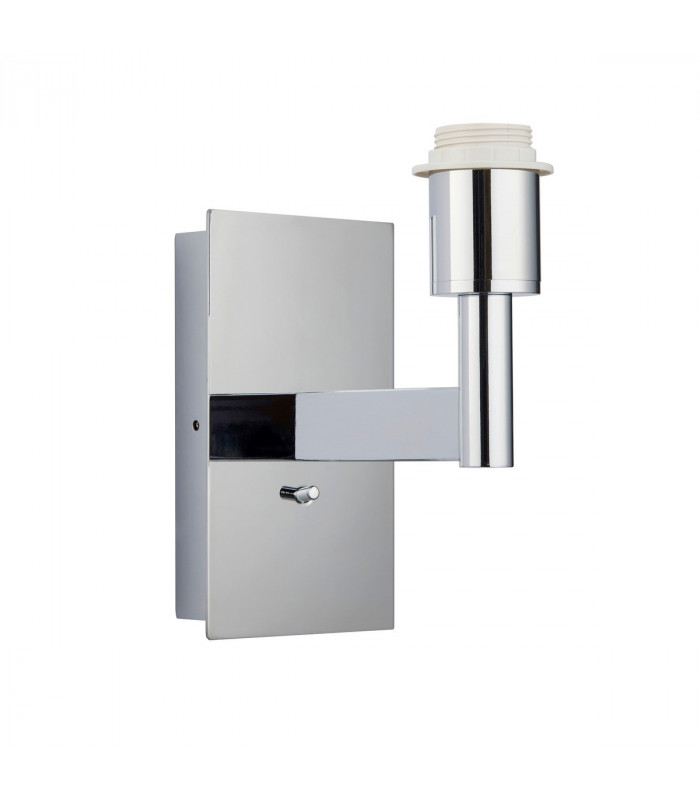 Owen Usb Wall Chrome Effect Plate 1 Light IP20 - E27 (Shade Sold Separately)