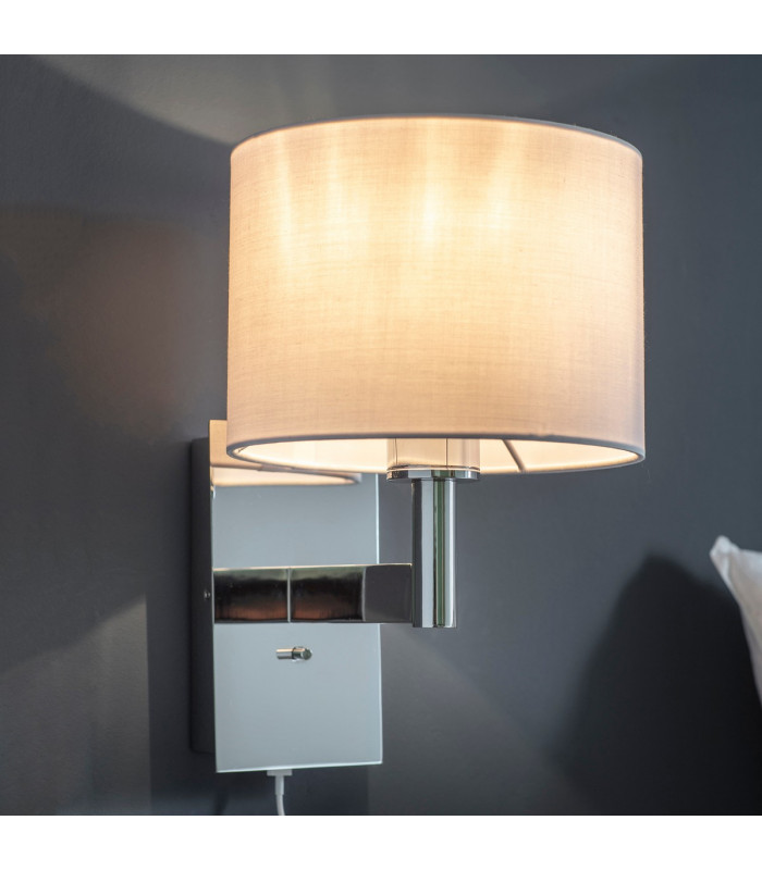 Owen Usb Wall Chrome Effect Plate 1 Light IP20 - E27 (Shade Sold Separately)-1