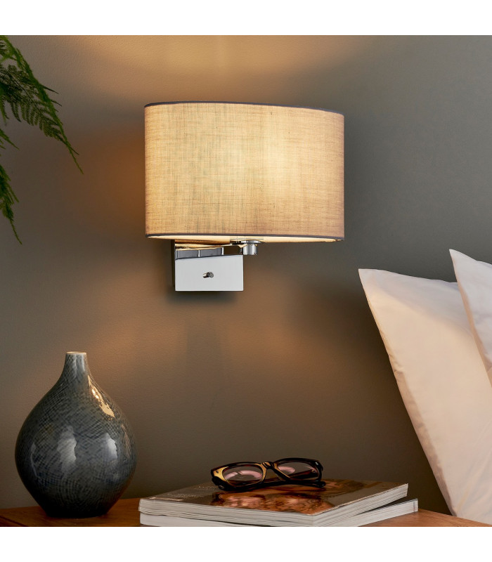 Issac Wall Chrome Effect Plate 1 Light Dimmable IP20 - E27-6
