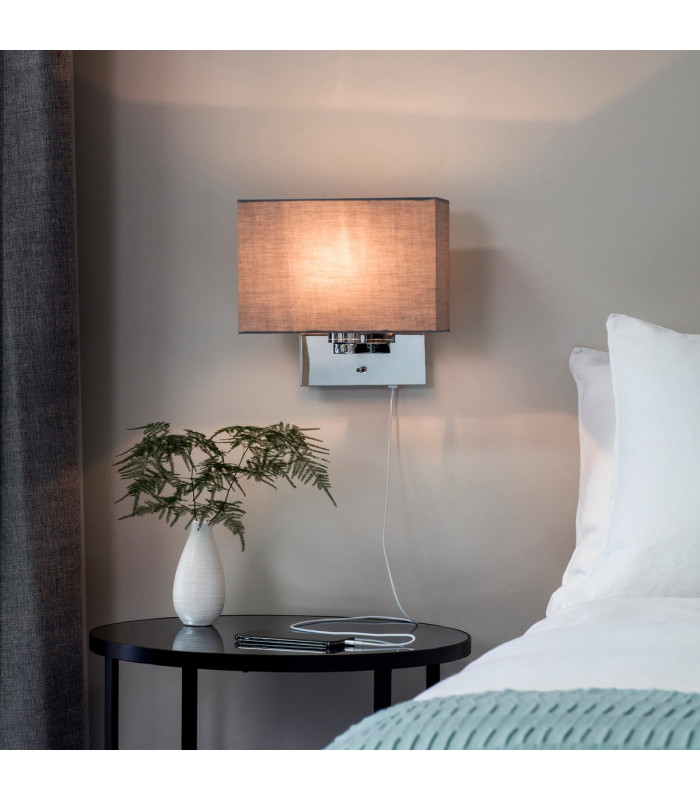 Issac Usb Wall Chrome Effect Plate 1 Light IP20 - E27-5