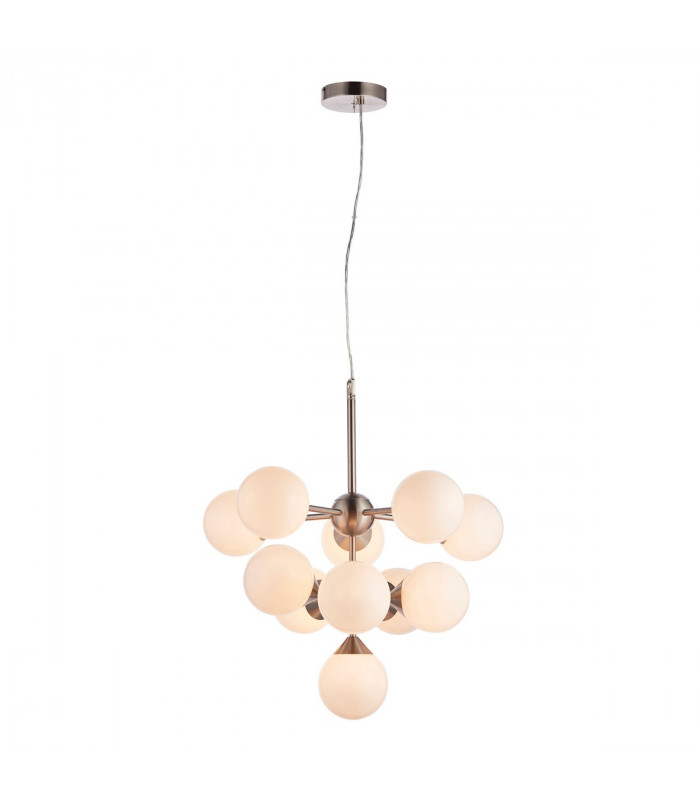 Oscar Globe Pendant Satin Nickel Effect Plate & Gloss White Glass 11 Light Dimmable IP20 - G9-6
