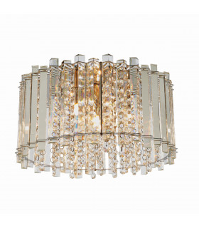 Hanna Flush Clear Crystal (K5) Glass & Chrome Effect Plate 4 Light Dimmable IP20 - G9