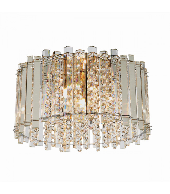 Hanna Flush Clear Crystal (K5) Glass & Chrome Effect Plate 4 Light Dimmable IP20 - G9