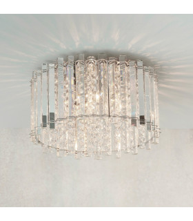 Hanna Flush Clear Crystal (K5) Glass & Chrome Effect Plate 4 Light Dimmable IP20 - G9-1