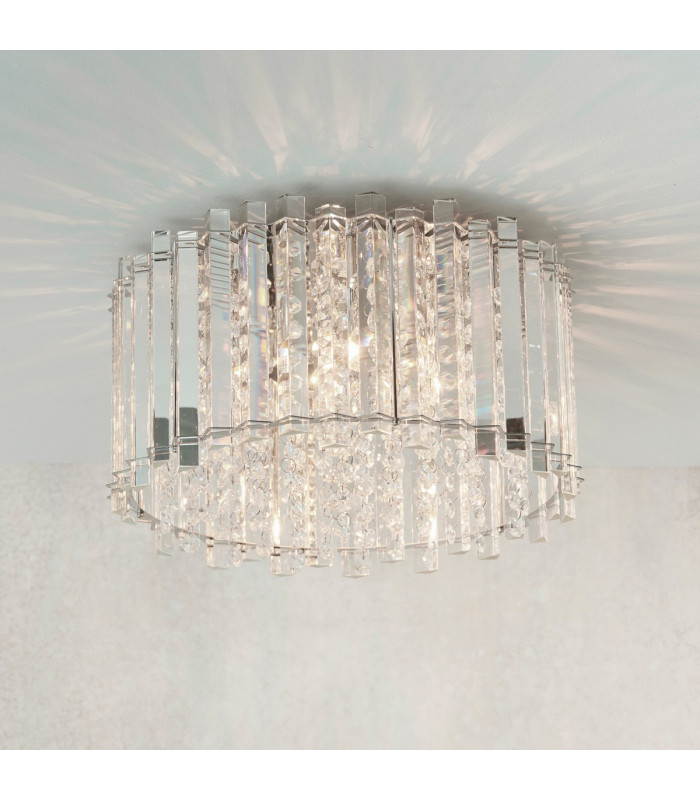 Hanna Flush Clear Crystal (K5) Glass & Chrome Effect Plate 4 Light Dimmable IP20 - G9-1