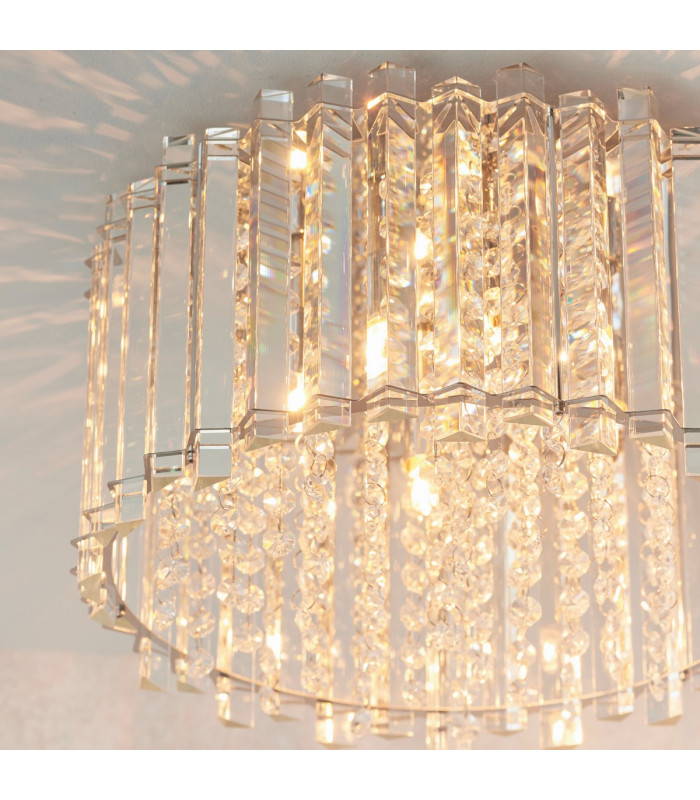 Hanna Flush Clear Crystal (K5) Glass & Chrome Effect Plate 4 Light Dimmable IP20 - G9-2