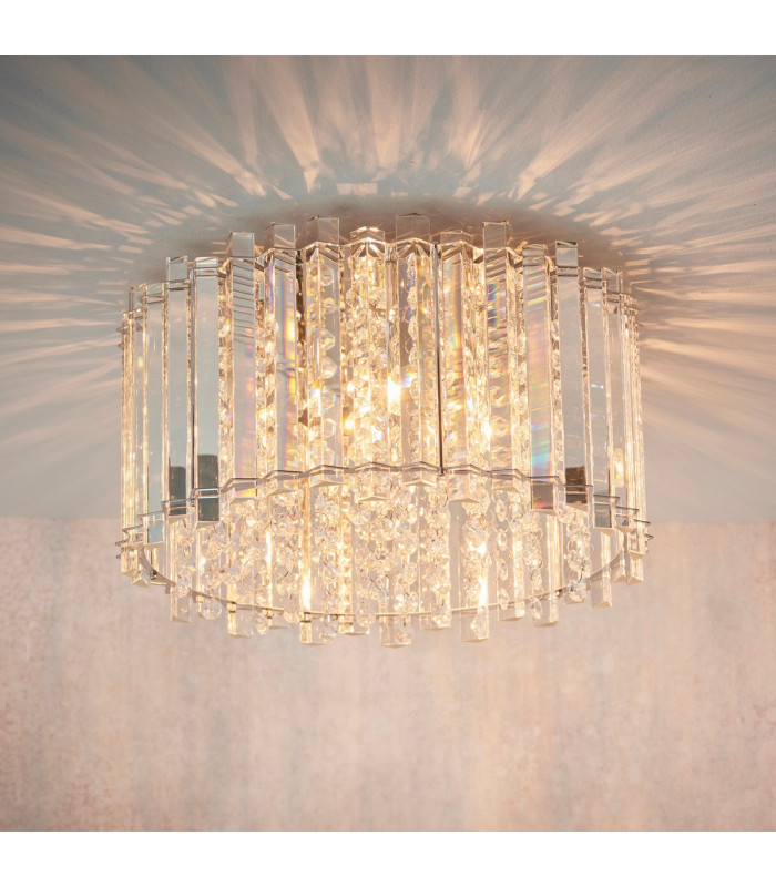 Hanna Flush Clear Crystal (K5) Glass & Chrome Effect Plate 4 Light Dimmable IP20 - G9-3