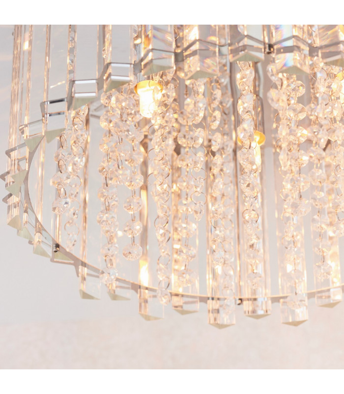 Hanna Flush Clear Crystal (K5) Glass & Chrome Effect Plate 4 Light Dimmable IP20 - G9-5