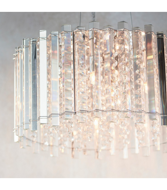 Hanna Pendant Clear Crystal (K5) Glass & Chrome Effect Plate 5 Light Dimmable IP20 - G9-2