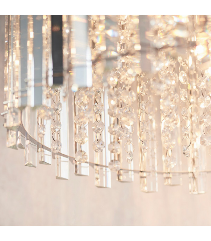Hanna Pendant Clear Crystal (K5) Glass & Chrome Effect Plate 5 Light Dimmable IP20 - G9-3