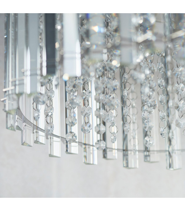 Hanna Pendant Clear Crystal (K5) Glass & Chrome Effect Plate 5 Light Dimmable IP20 - G9-5
