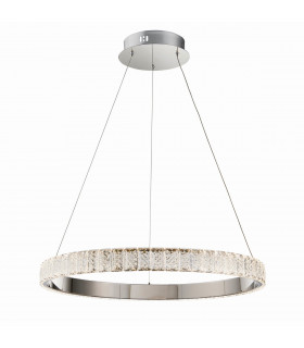 Celeste Integrated LED Pendant Clear Crystal (K5) Glass & Chrome Effect Plate 1 Light Dimmable IP20
