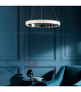 Celeste Integrated LED Pendant Clear Crystal (K5) Glass & Chrome Effect Plate 1 Light Dimmable IP20-1