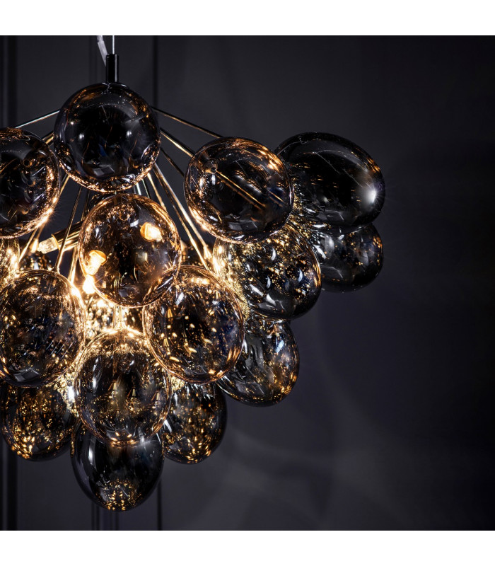 Infinity Pendant Black Chrome Effect Plate & Smokey Mirror Effect Tinted Glass 6 Light Dimmable IP20 - G9-2
