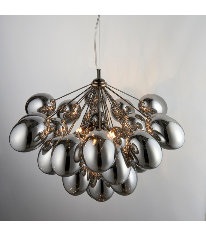 Infinity Pendant Black Chrome Effect Plate & Smokey Mirror Effect Tinted Glass 6 Light Dimmable IP20 - G9-3