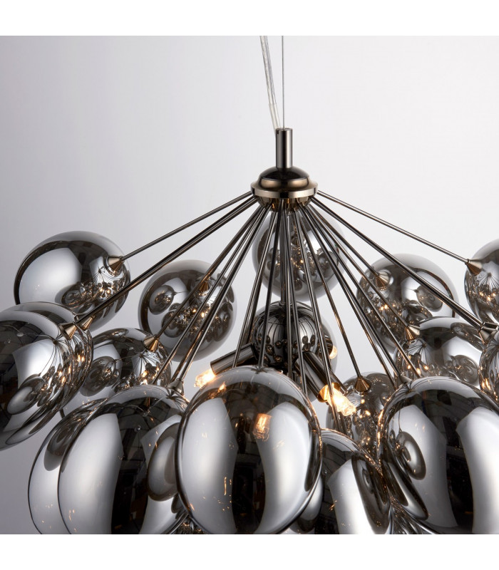 Infinity Pendant Black Chrome Effect Plate & Smokey Mirror Effect Tinted Glass 6 Light Dimmable IP20 - G9-6