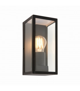 Oxford Outdoor Wall Matt Black Paint & Clear Glass 1 Light Dimmable IP44 - E27