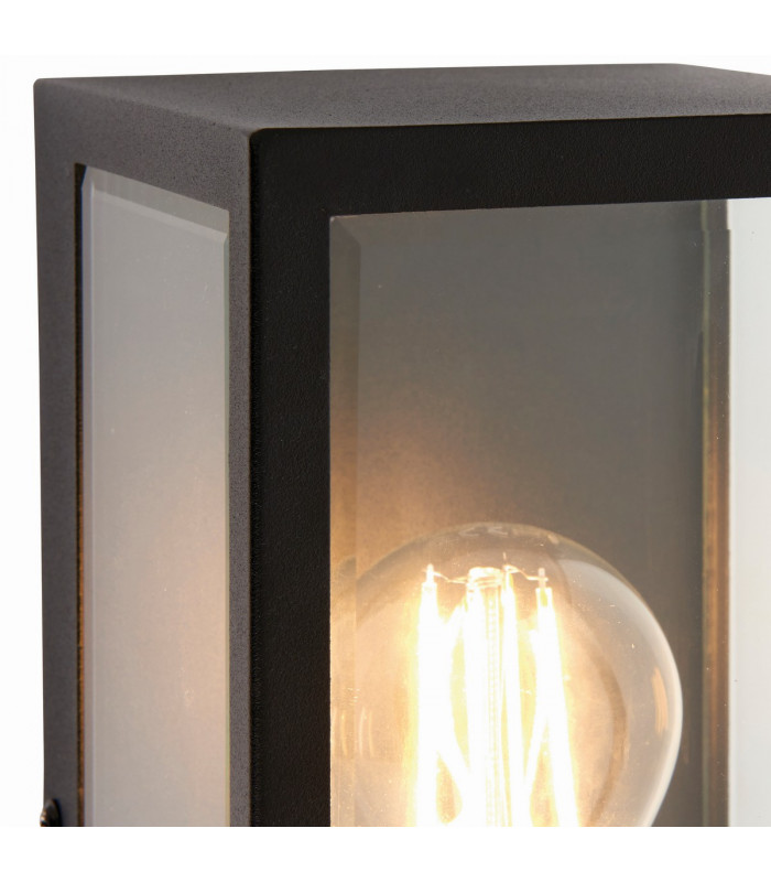 Oxford Outdoor Wall Matt Black Paint & Clear Glass 1 Light Dimmable IP44 - E27-5