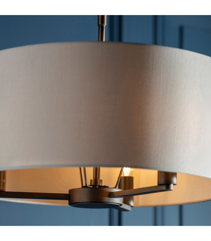 Daley Multi Arm Cylindrical Pendant Light Antique Bronze Plate-2