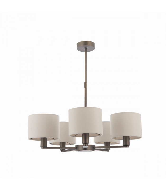 Daley 5 Light Multi Arm Pendant Light Antique Bronze Plate Marble Fabric