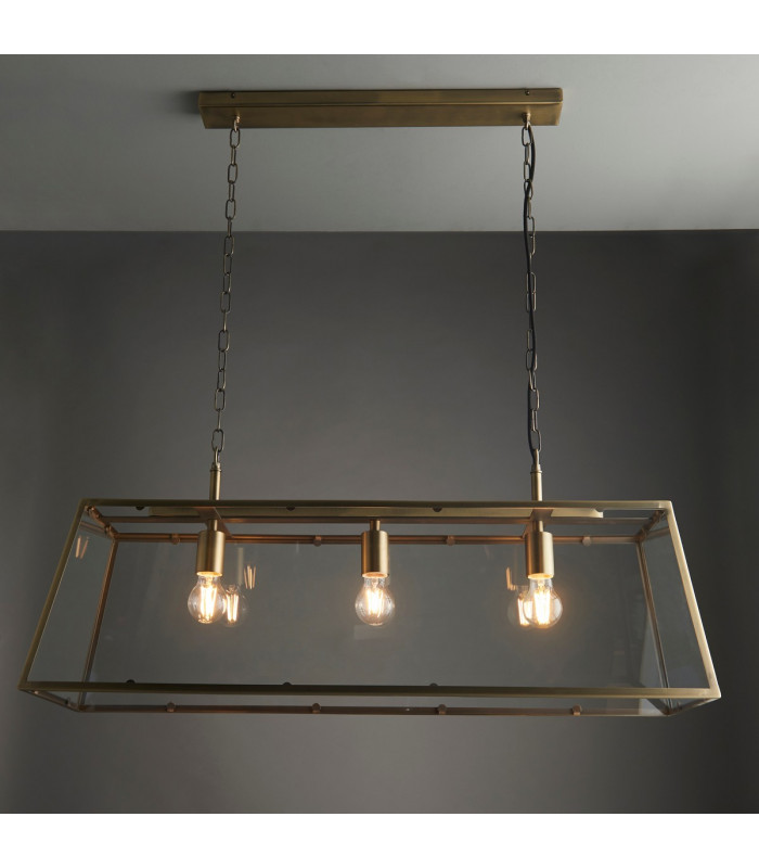 Hurst Multi Arm Pendant Light Matt Antique Brass Plate-1