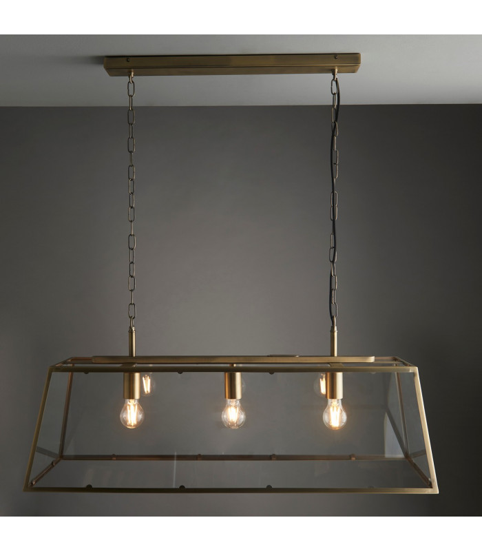 Hurst Multi Arm Pendant Light Matt Antique Brass Plate-2