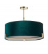 Hayfield Multi Arm Pendant Light Matt Antique Brass Plate, Green Velvet