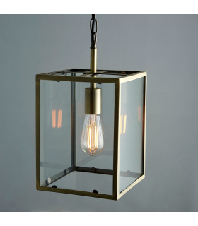 Hadden Single Pendant Light Matt Antique Brass Plate-1