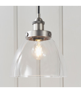 Hansen Dome Pendant Light Brushed Silver Paint-1