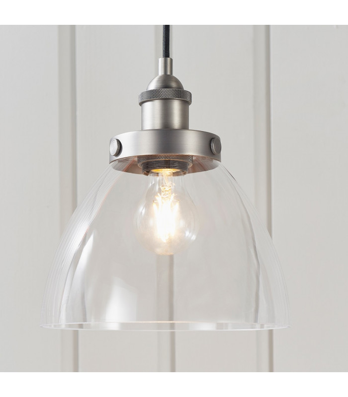 Hansen Dome Pendant Light Brushed Silver Paint-1