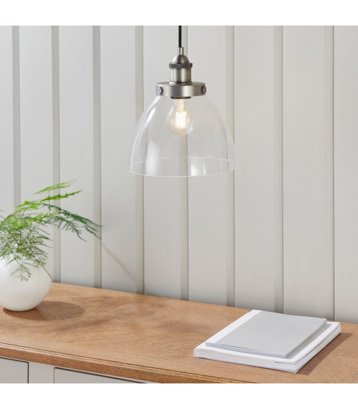 Hansen Dome Pendant Light Brushed Silver Paint-2