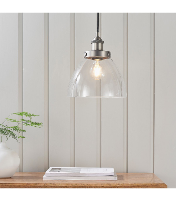 Hansen Dome Pendant Light Brushed Silver Paint-3
