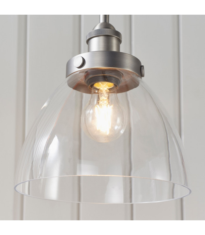 Hansen Dome Pendant Light Brushed Silver Paint-5