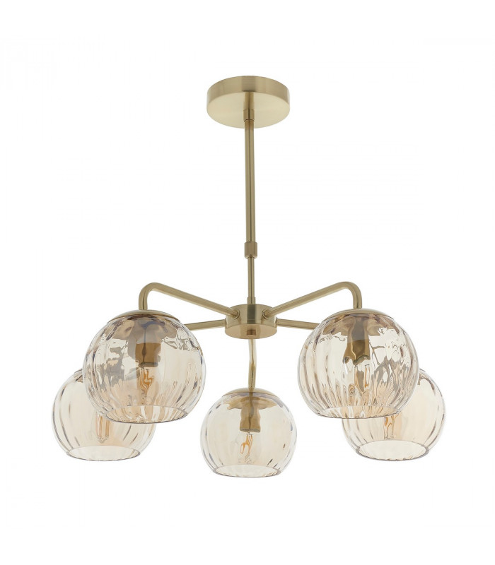 Dimple Multi Arm Glass Pendant Light Satin Brass Plate-6