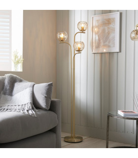 Dimple Complete Floor Lamp Satin Brass Plate-1