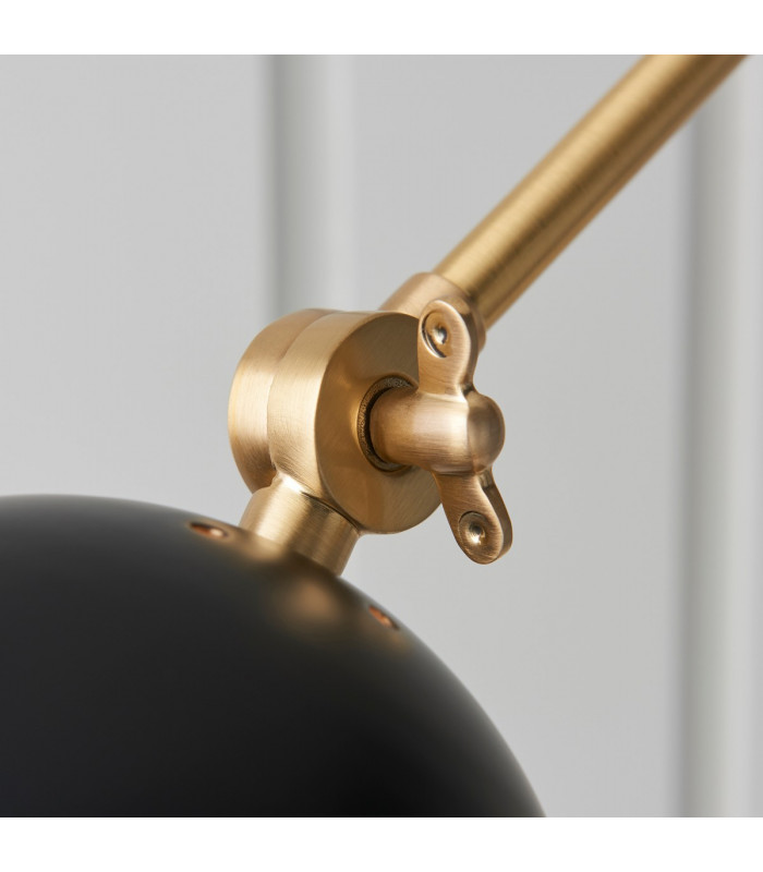 Lehal Dome Adjustable Arm Wall Lamp Antique Solid Brass, Matt Black