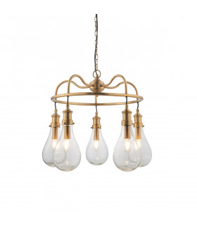 Hadassa Multi Arm Glass Pendant Light Antique Brass Plate