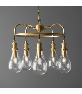 Hadassa Multi Arm Glass Pendant Light Antique Brass Plate-1