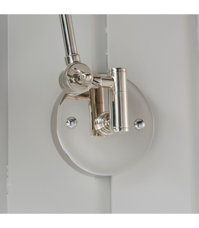 Lehal Dome Adjustable Arm Wall Lamp Polished Nickel Plate, Matt Black