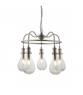 Hadassa Multi Arm Glass Pendant Light Antique Nickel Plate