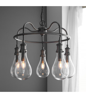 Hadassa Multi Arm Glass Pendant Light Antique Nickel Plate-1