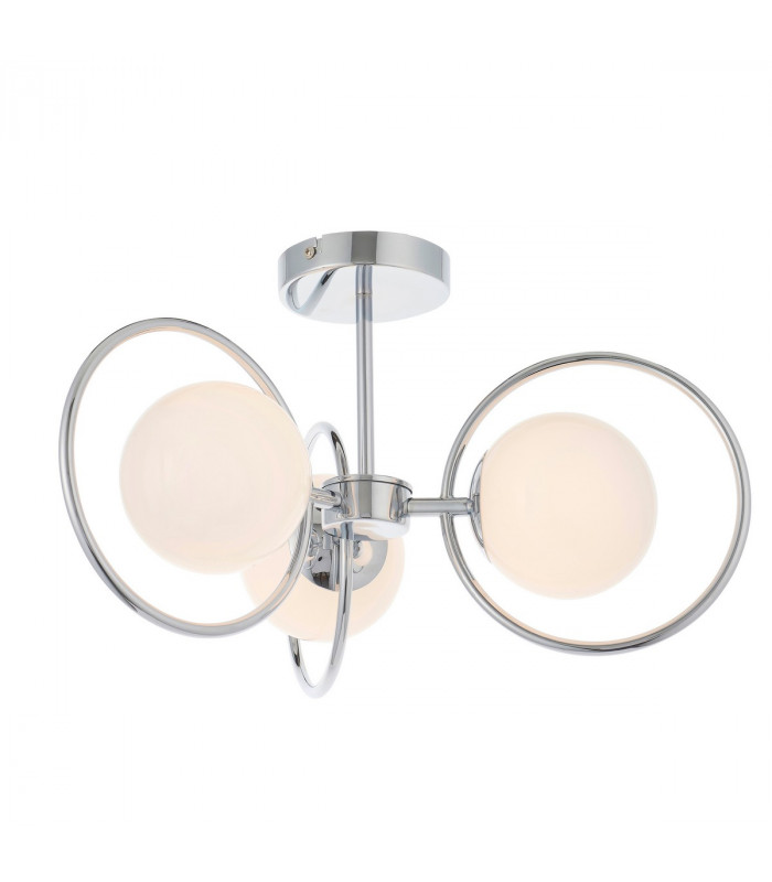Orb Multi Arm Glass Semi Flush Ceiling Light Chrome Plate