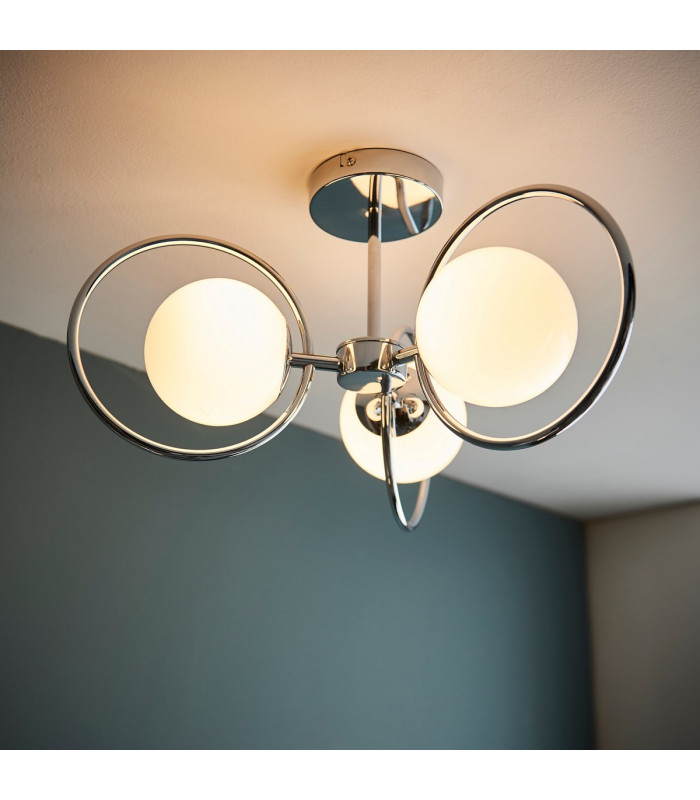 Orb Multi Arm Glass Semi Flush Ceiling Light Chrome Plate-1