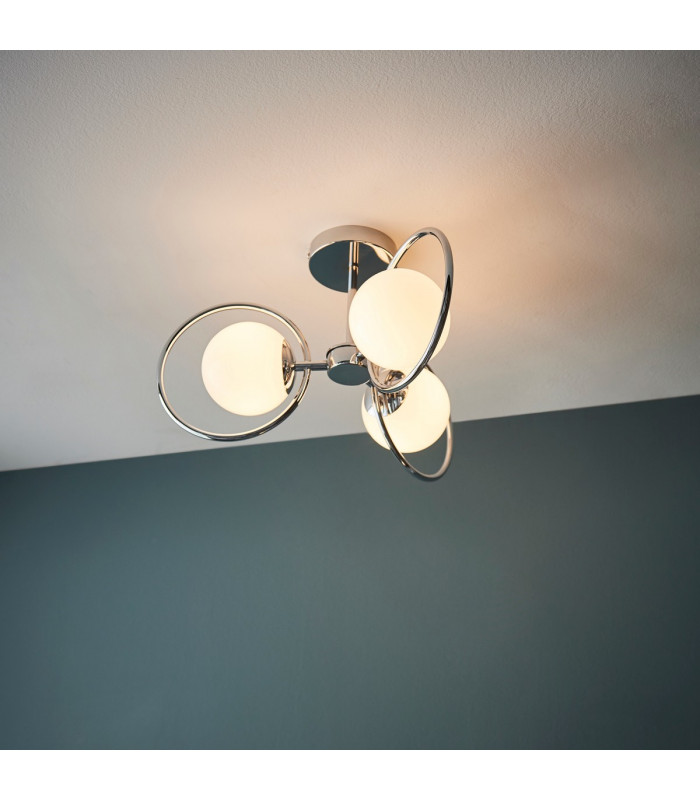 Orb Multi Arm Glass Semi Flush Ceiling Light Chrome Plate-2
