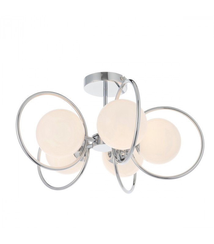 Orb Multi Arm Glass Semi Flush Ceiling Light Chrome Plate