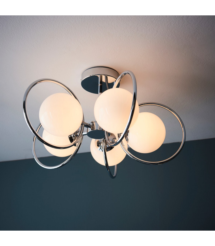 Orb Multi Arm Glass Semi Flush Ceiling Light Chrome Plate-2