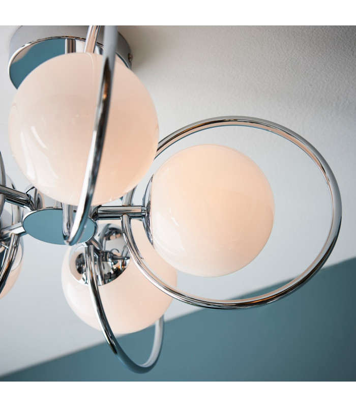 Orb Multi Arm Glass Semi Flush Ceiling Light Chrome Plate-5