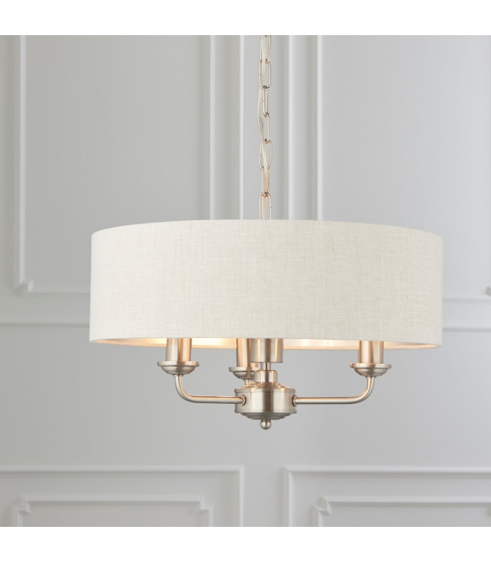 Highclere Single Shade Pendant Light Brushed Chrome Plate-1